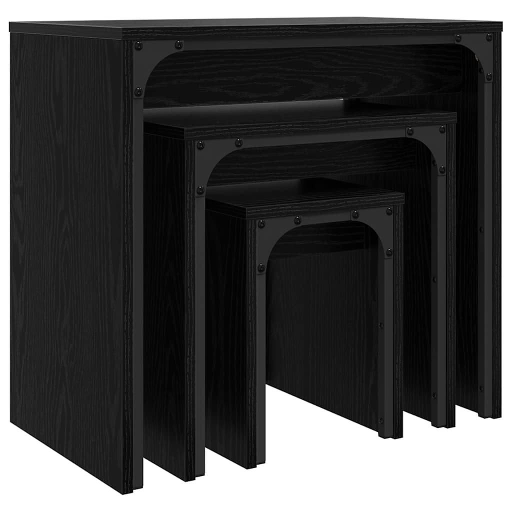 Kava Stol 3 pcs Crni hrast Konstruirano drvo