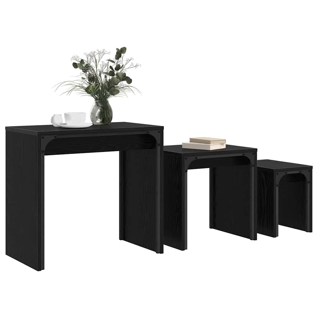 Kava Stol 3 pcs Crni hrast Konstruirano drvo