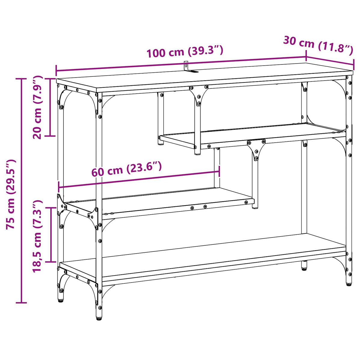 Konzolna stolica Crni hrast 100 x 30 x 75 cm Konstruirano drvo