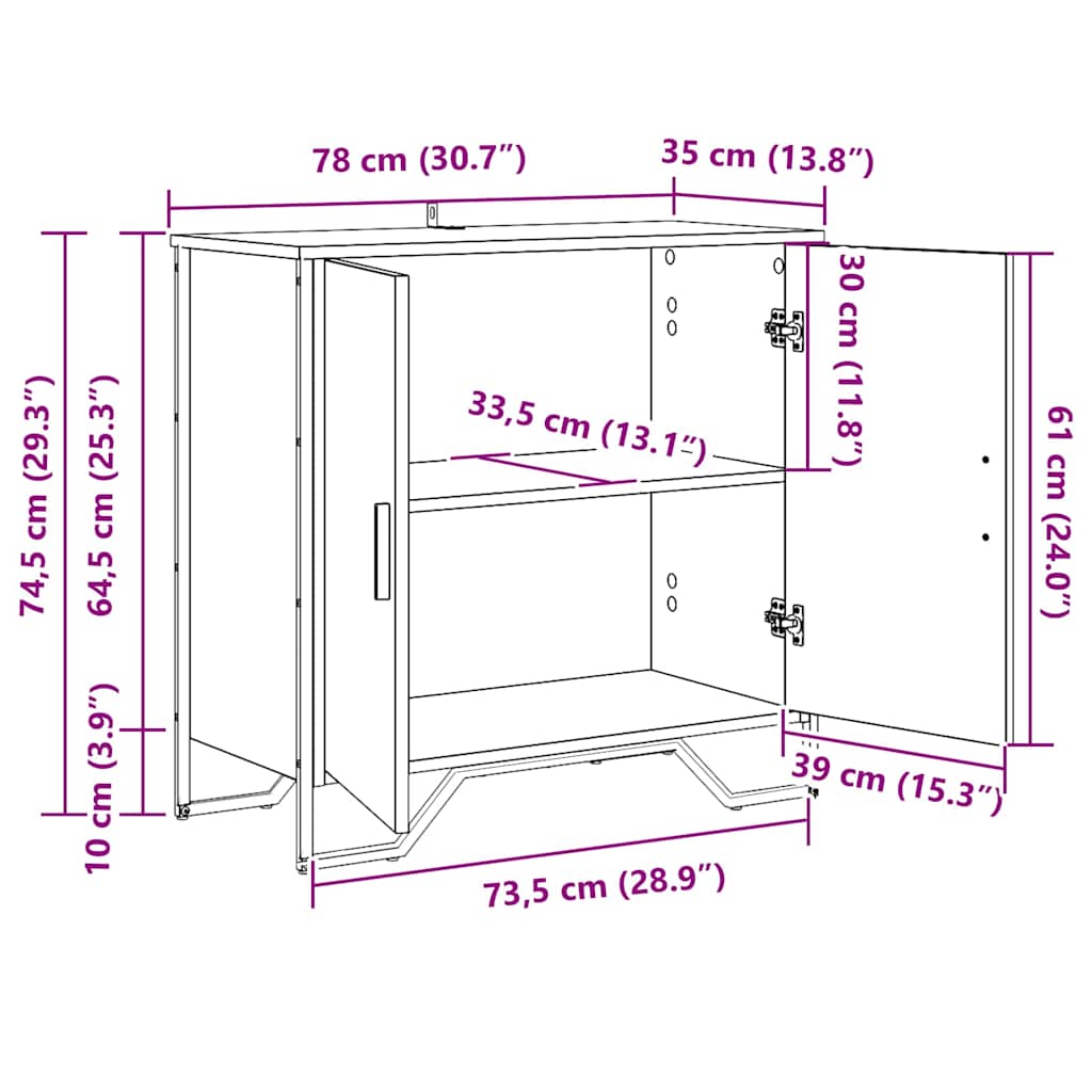 Kreveta Crni hrast 78 x 35 x 74.5 cm