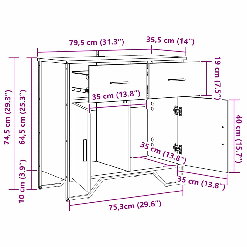 Kreveta s ladicama Crni hrast 79,5 x 35,5 x 74,5 cm