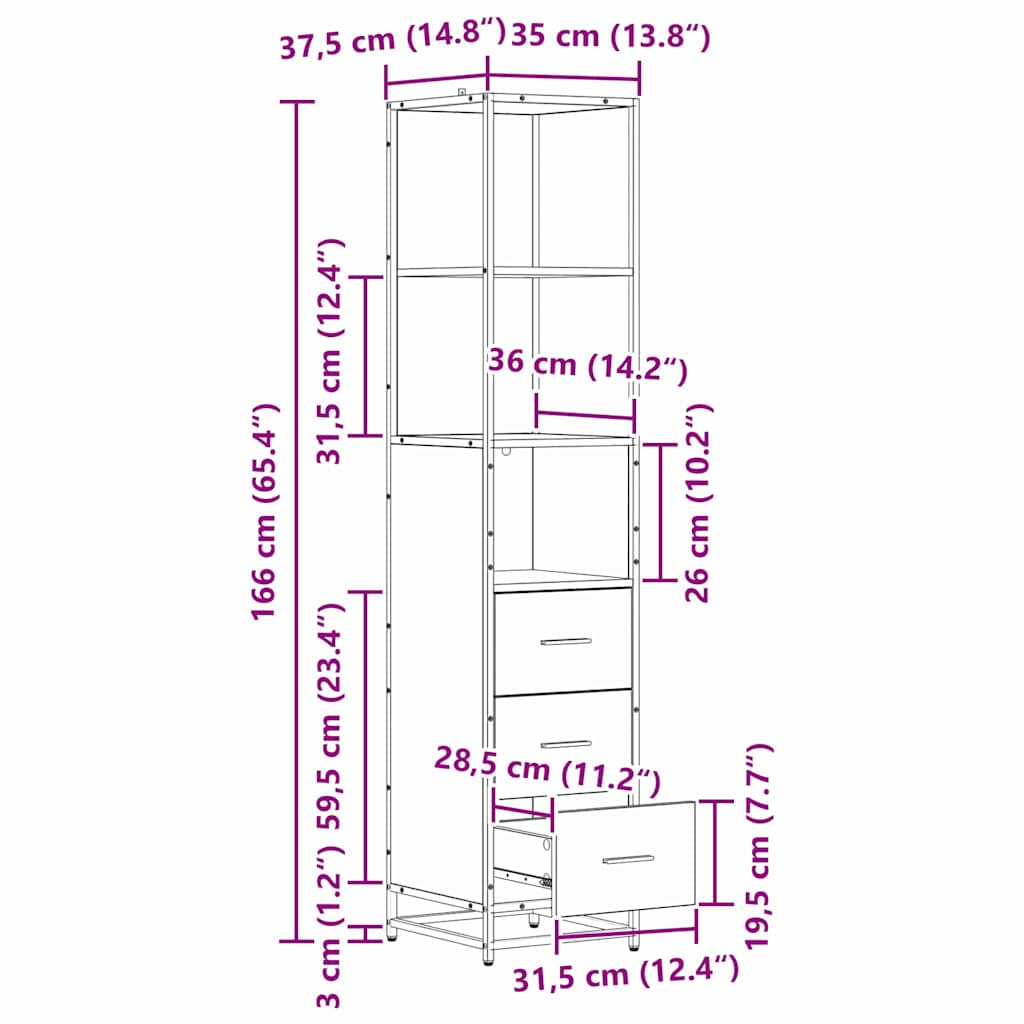Set namještaja za kupaonicu Crni hrast 35 x 37,5 x 166 cm