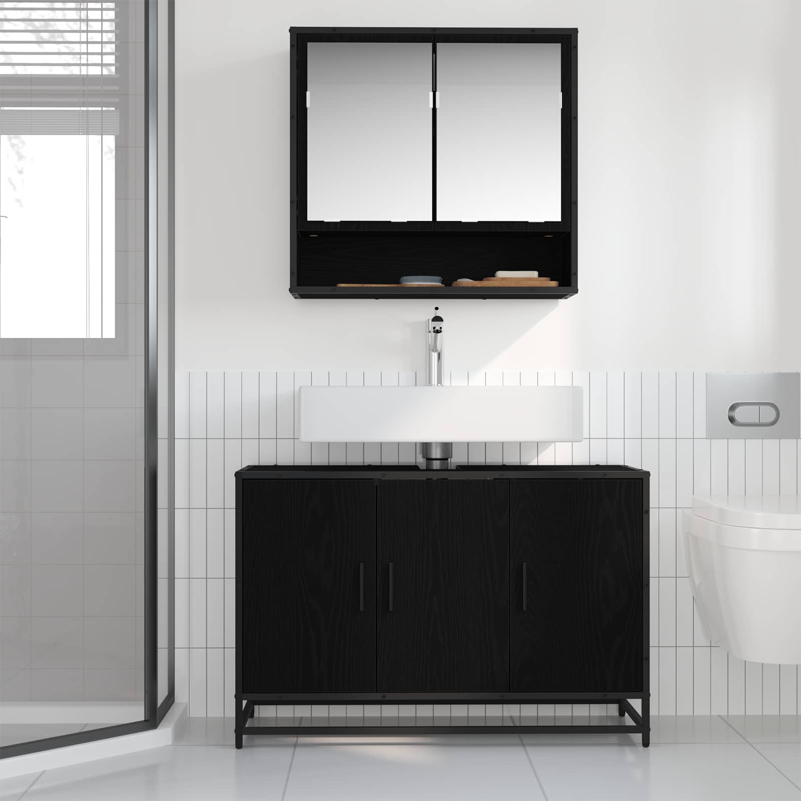 Kupaonski ormar Crni hrast 90 x 33 x 60 cm Konstruirano drvo