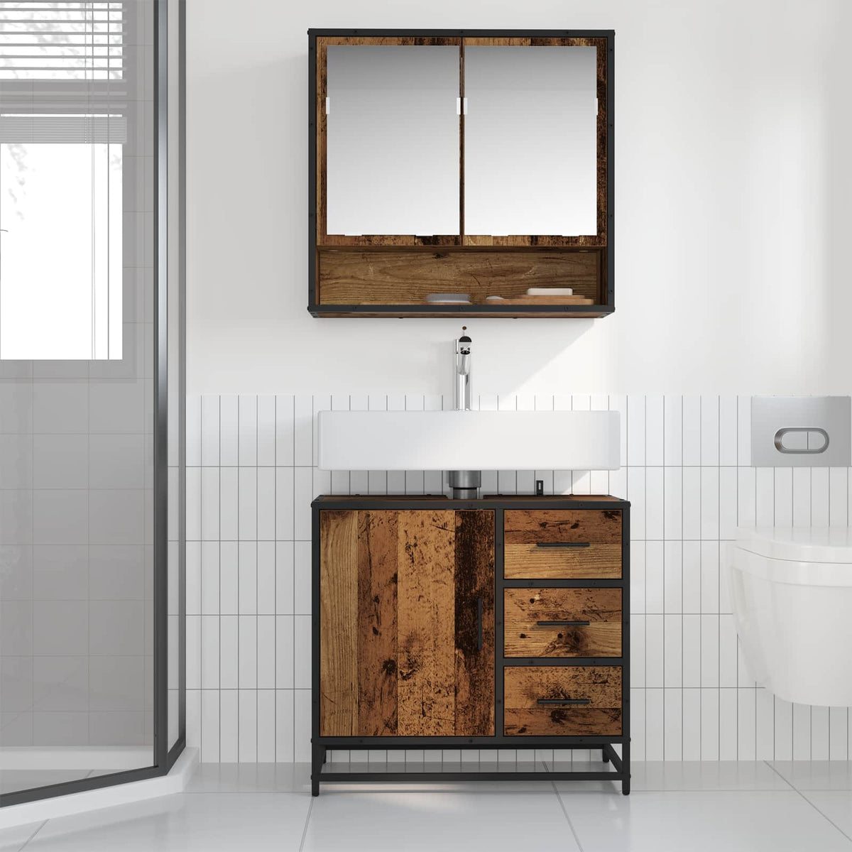 Kupaonski ormar Staro drvo 65 x 33 x 60 cm Konstruirano drvo