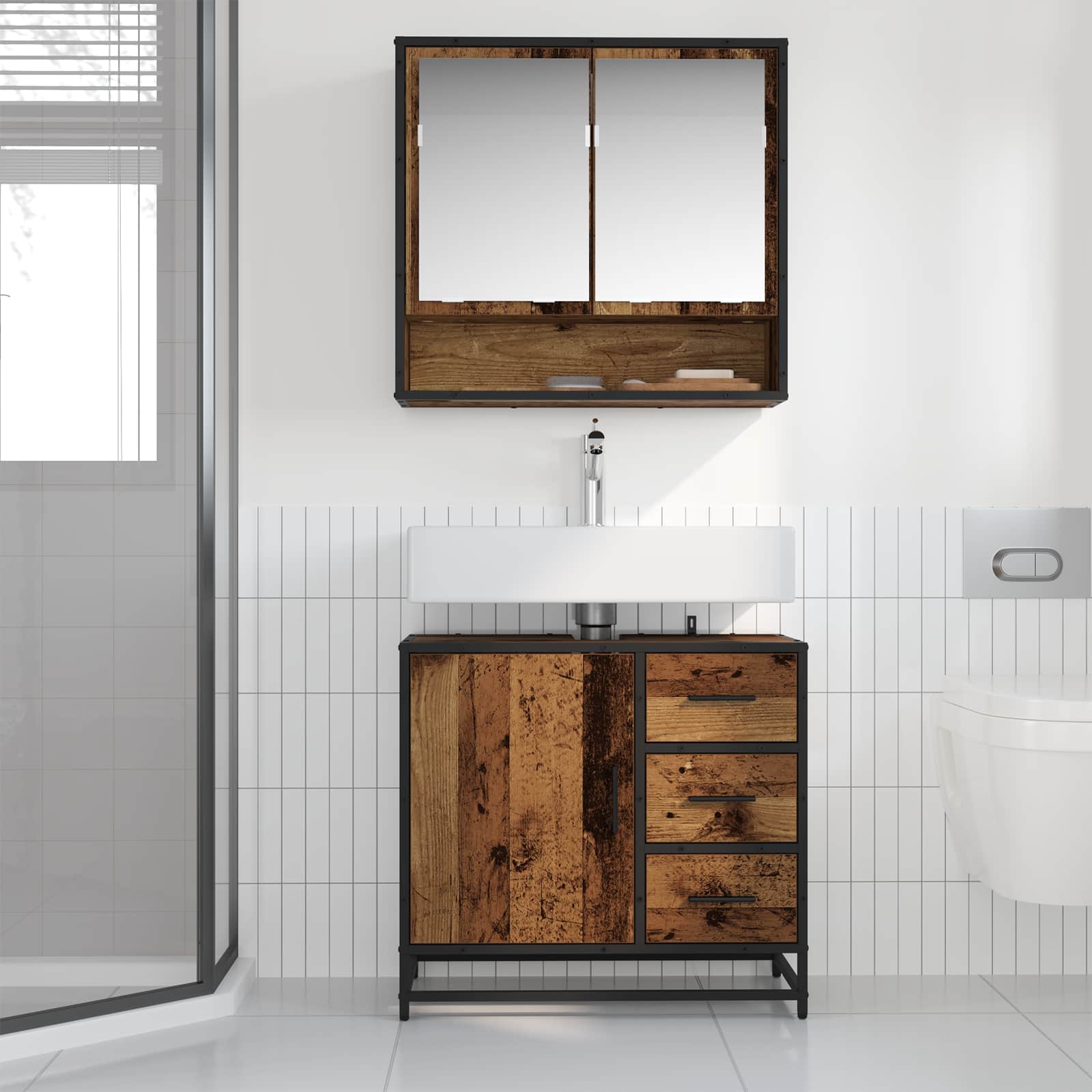 Kupaonski ormar Staro drvo 65 x 33 x 60 cm Konstruirano drvo
