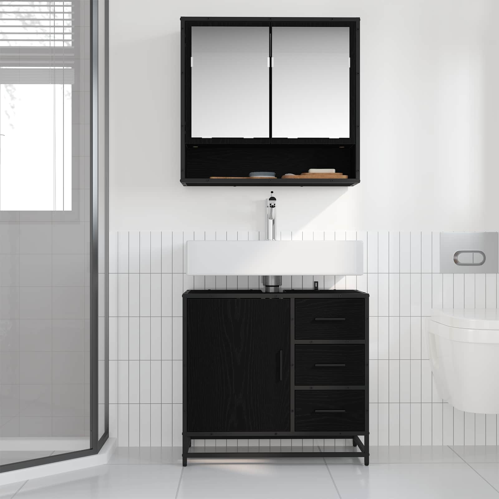 Kupaonski ormar Crni hrast 65 x 33 x 60 cm Konstruirano drvo