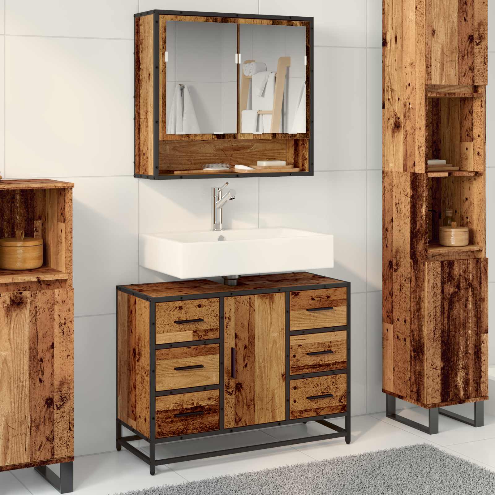 Kupaonski ormar Staro drvo 80 x 33 x 60 cm Konstruirano drvo