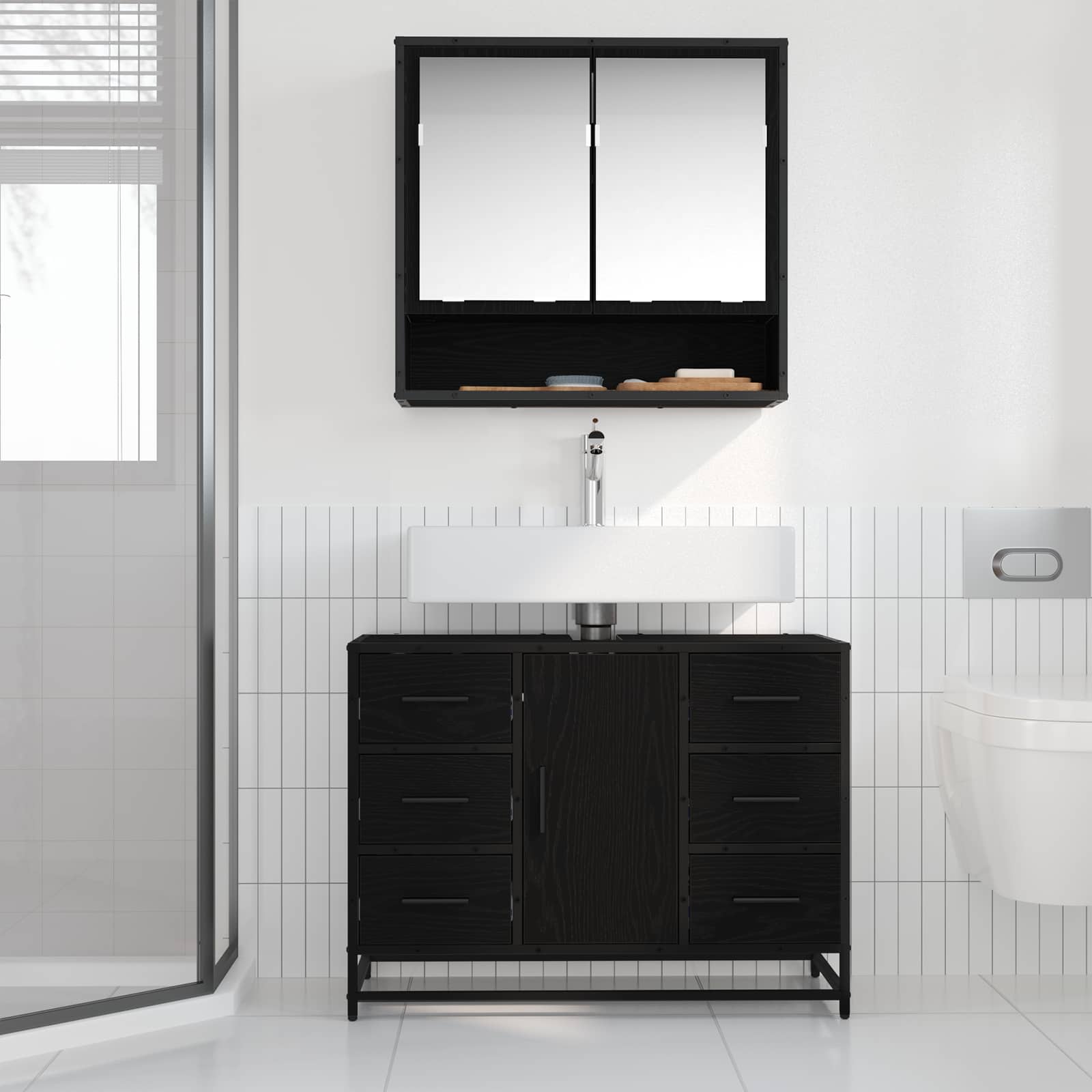 Kupaonski ormar Crni hrast 80 x 33 x 60 cm Konstruirano drvo