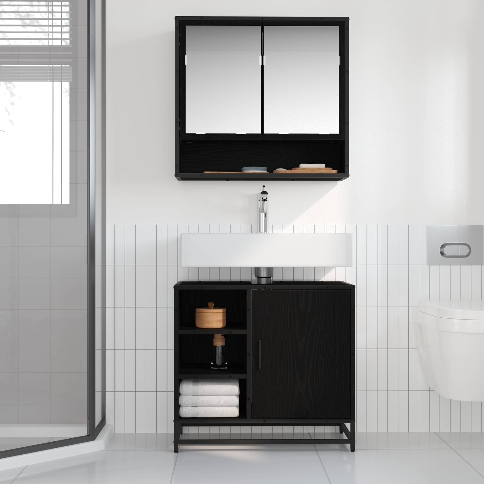 Kupaonski ormar Crni hrast 65 x 33 x 60 cm Konstruirano drvo