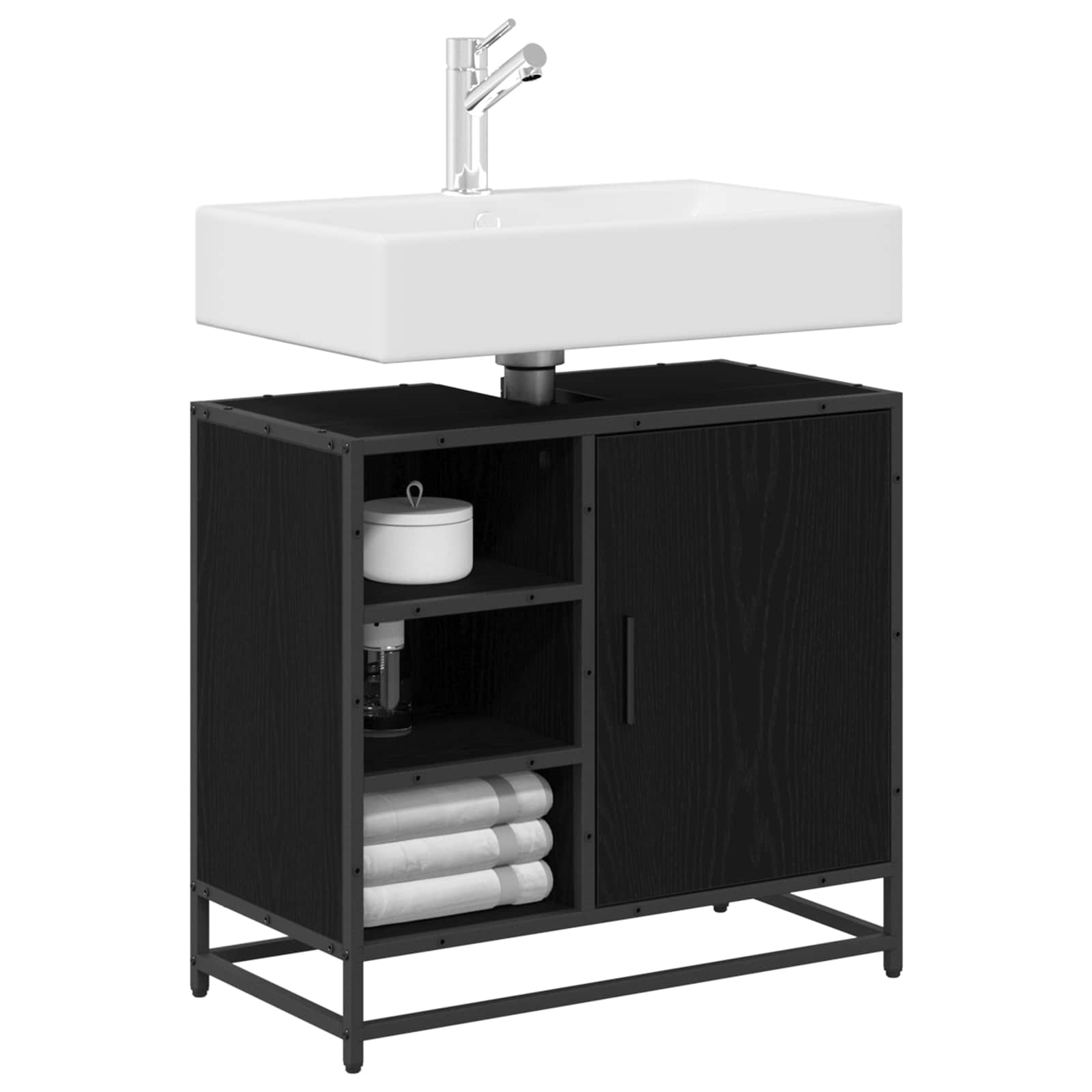 Kupaonski ormar Crni hrast 65 x 33 x 60 cm Konstruirano drvo