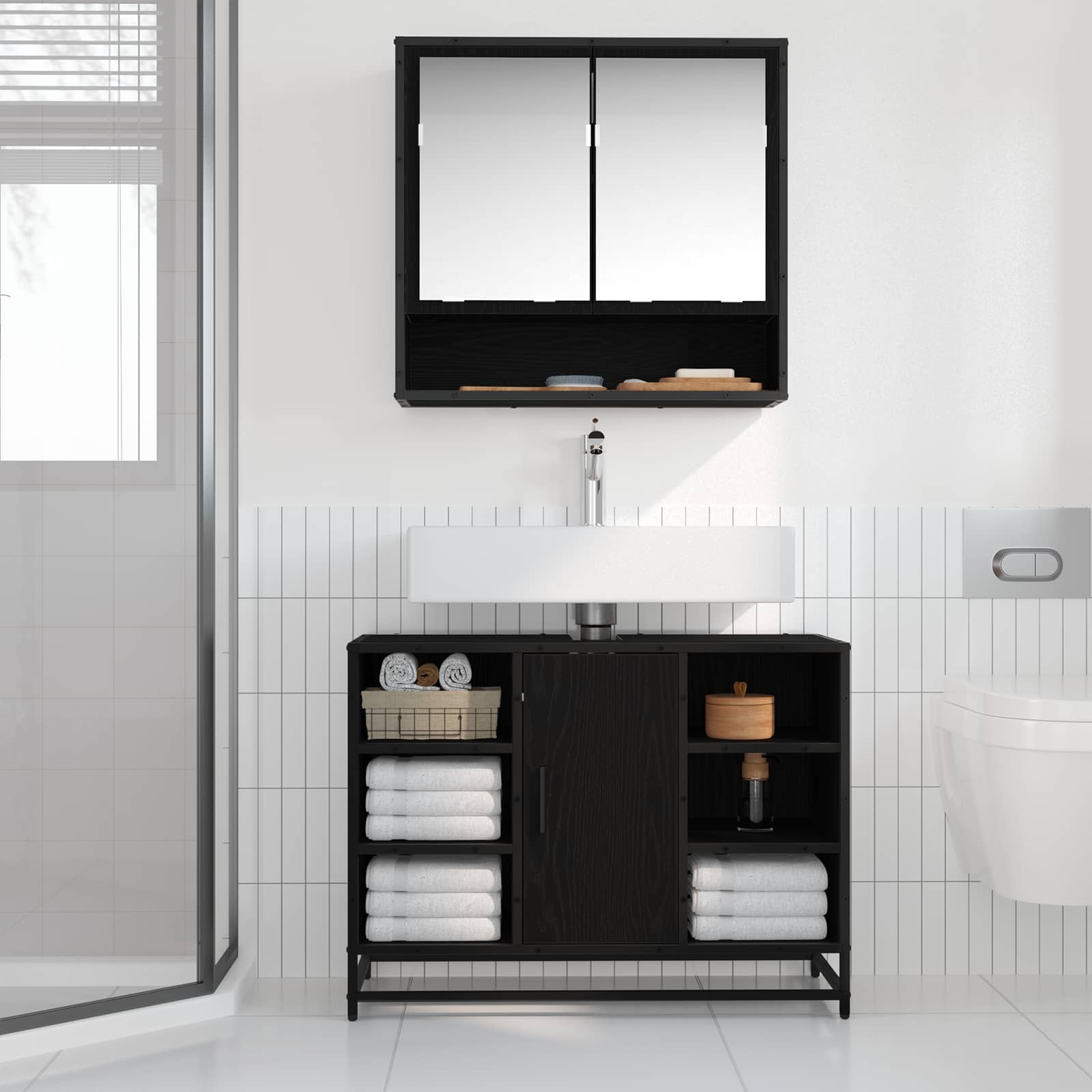 Kupaonski ormar Crni hrast 80 x 33 x 60 cm Konstruirano drvo