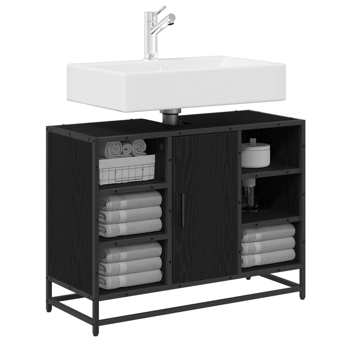 Kupaonski ormar Crni hrast 80 x 33 x 60 cm Konstruirano drvo