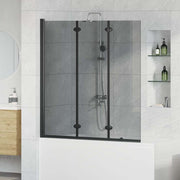Ograda za tuš Crna 130 x 138 cm ESG staklo i aluminij