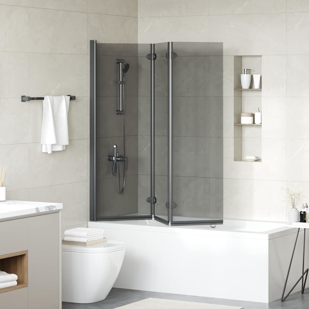 Ograda za tuš Crna 130 x 138 cm ESG staklo i aluminij