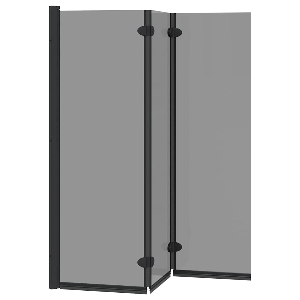Ograda za tuš Crna 130 x 138 cm ESG staklo i aluminij