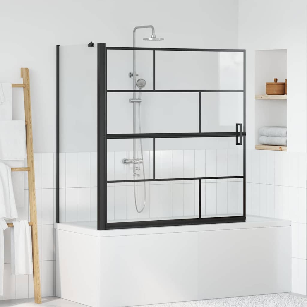 Ekran za kadu i tuš Crna i prozirna 116 x 68 x 128 cm