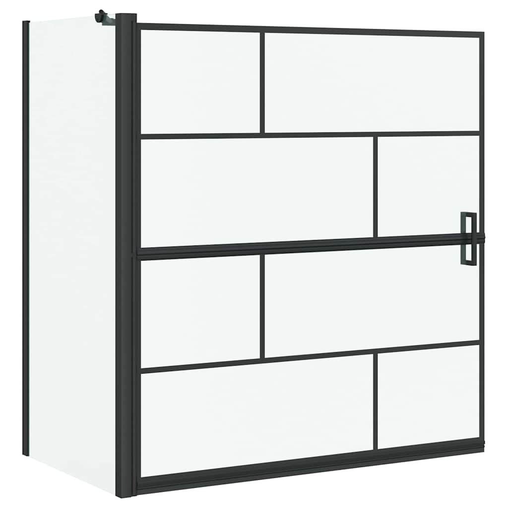 Ekran za kadu i tuš Crna i prozirna 116 x 68 x 128 cm