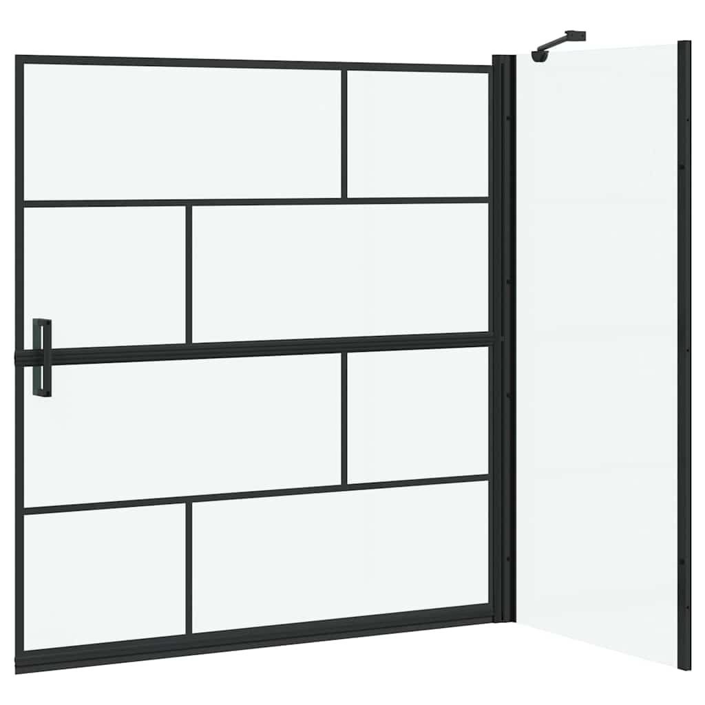 Ekran za kadu i tuš Crna i prozirna 116 x 68 x 128 cm