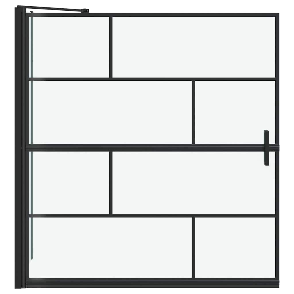 Ekran za kadu i tuš Crna i prozirna 116 x 68 x 128 cm