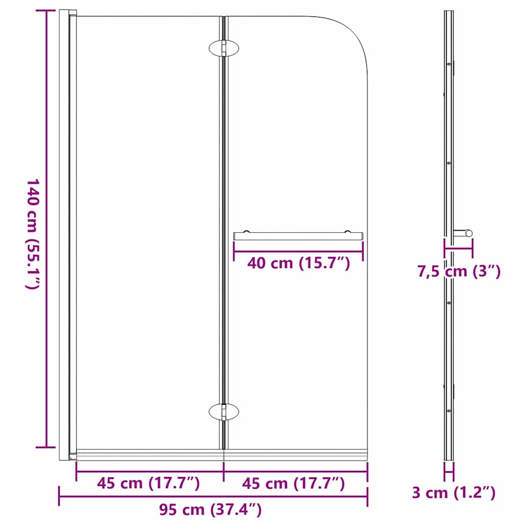 Ograda za tuš Crna 120 x 140 cm ESG staklo i aluminij