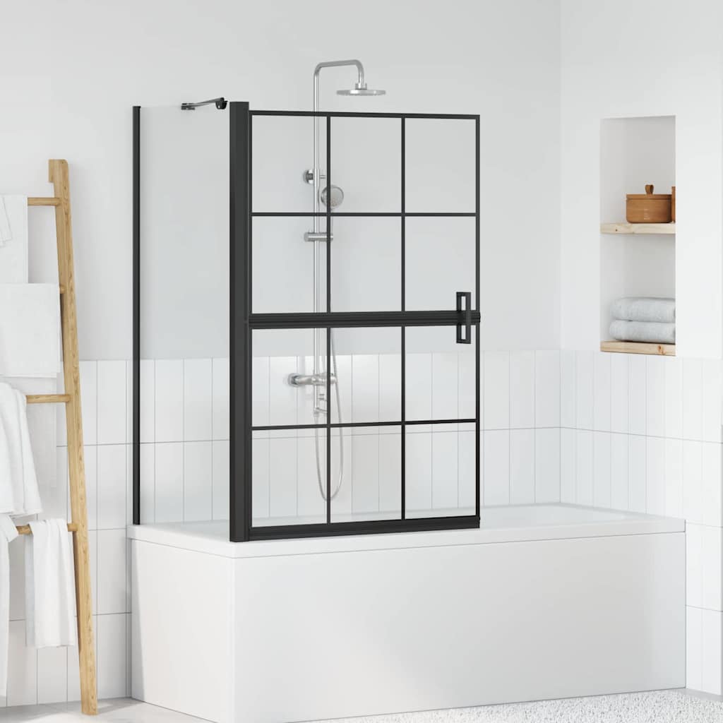 Ekran za kadu i tuš Crna i prozirna 80 x 68 x 128 cm