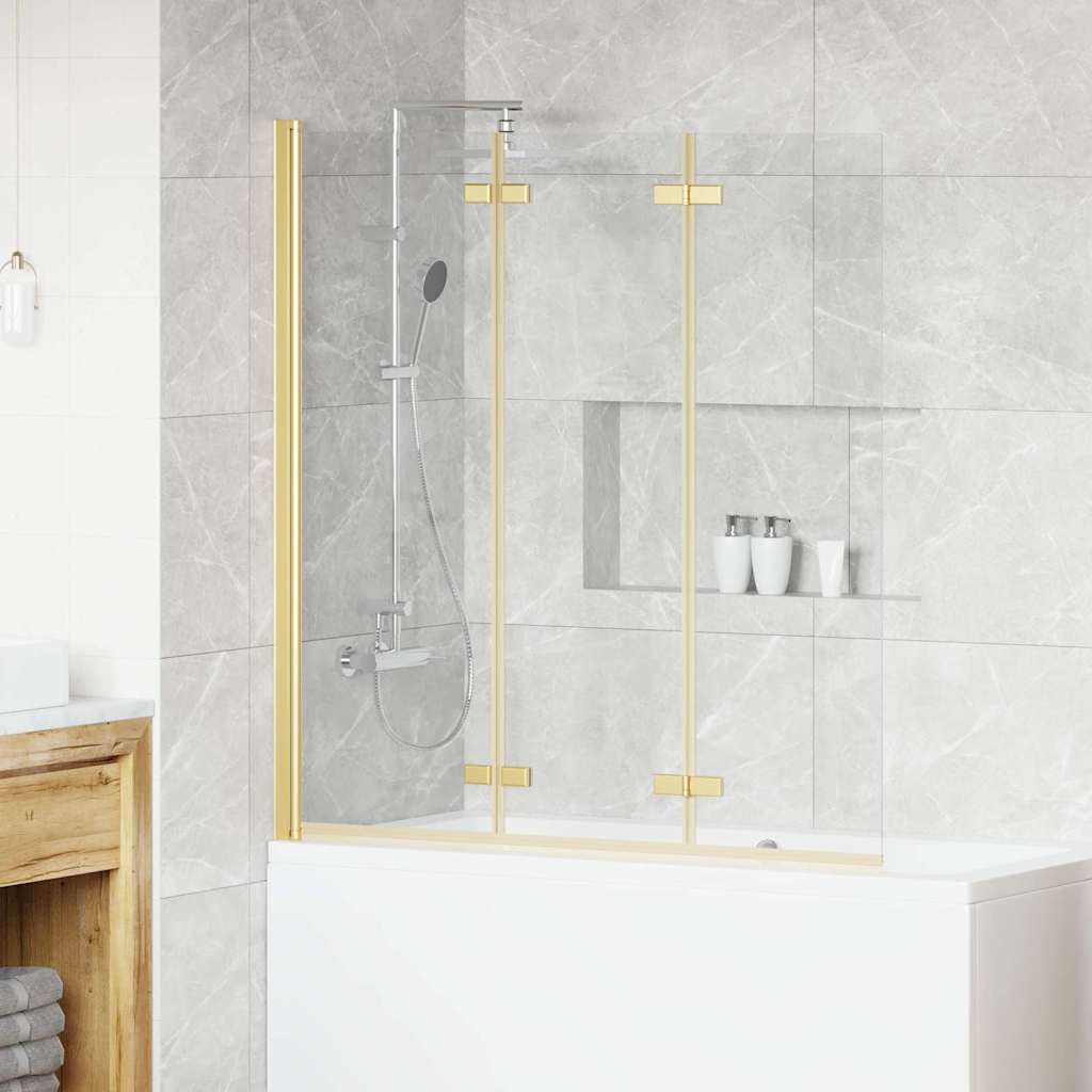 Ograda za tuš Zlatno 130 x 138 cm ESG staklo i aluminij