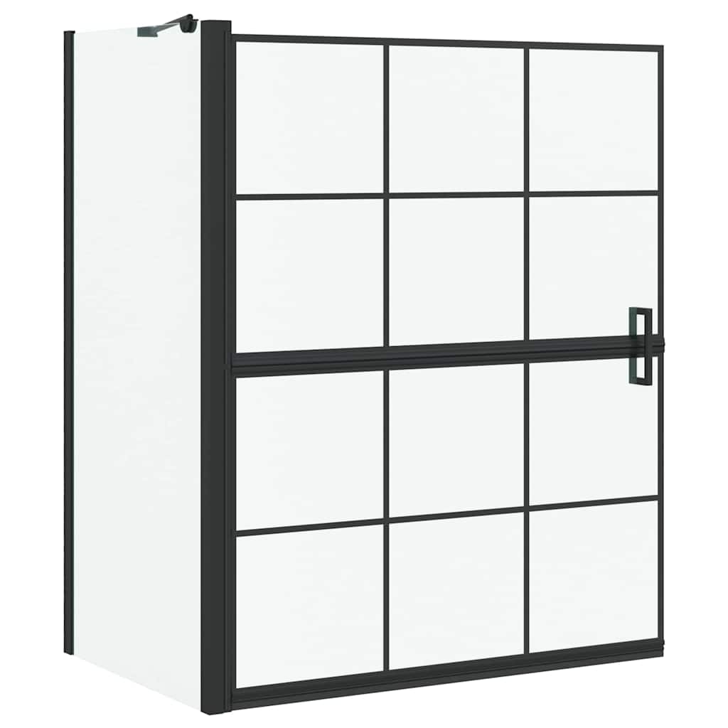 Ekran za kadu i tuš Crna i prozirna 100 x 68 x 128 cm