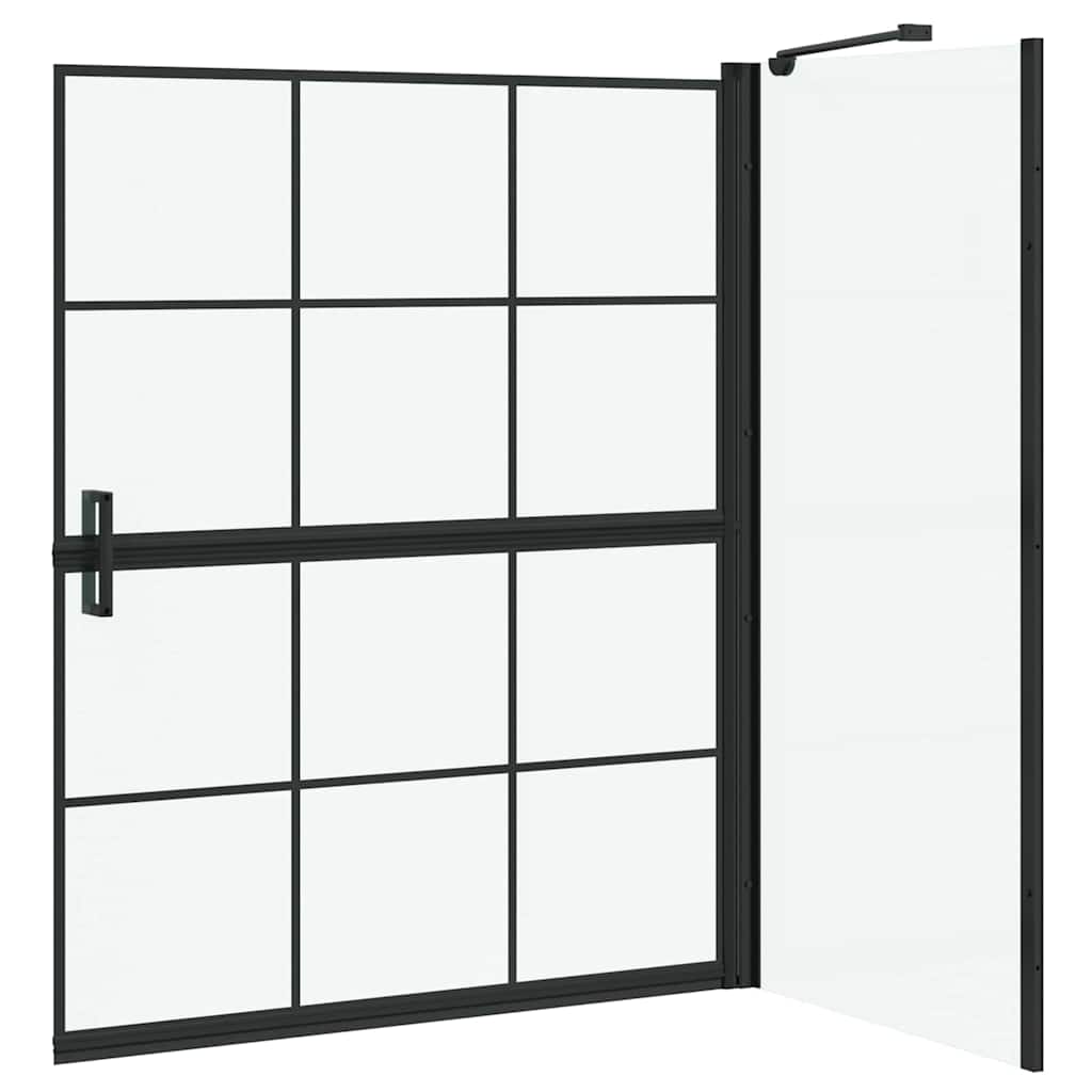 Ekran za kadu i tuš Crna i prozirna 100 x 68 x 128 cm