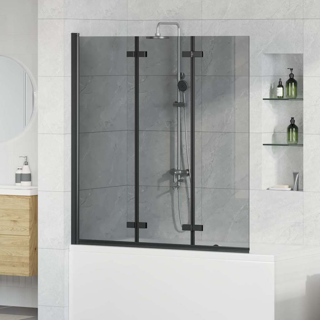 Ograda za tuš Crna 130 x 138 cm ESG staklo i aluminij