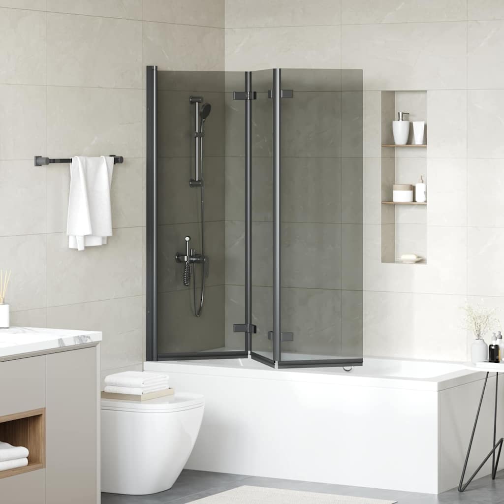Ograda za tuš Crna 130 x 138 cm ESG staklo i aluminij