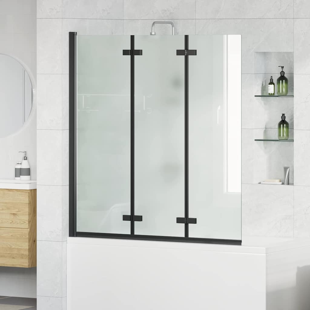 Ograda za tuš Crna 130 x 138 cm ESG staklo i aluminij