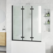 Ograda za tuš Crna 130 x 138 cm ESG staklo i aluminij