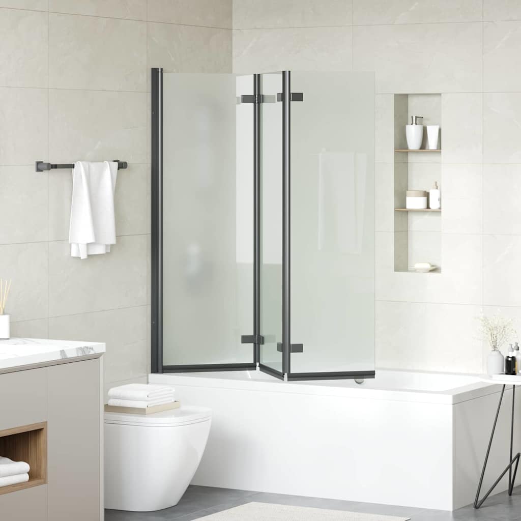 Ograda za tuš Crna 130 x 138 cm ESG staklo i aluminij