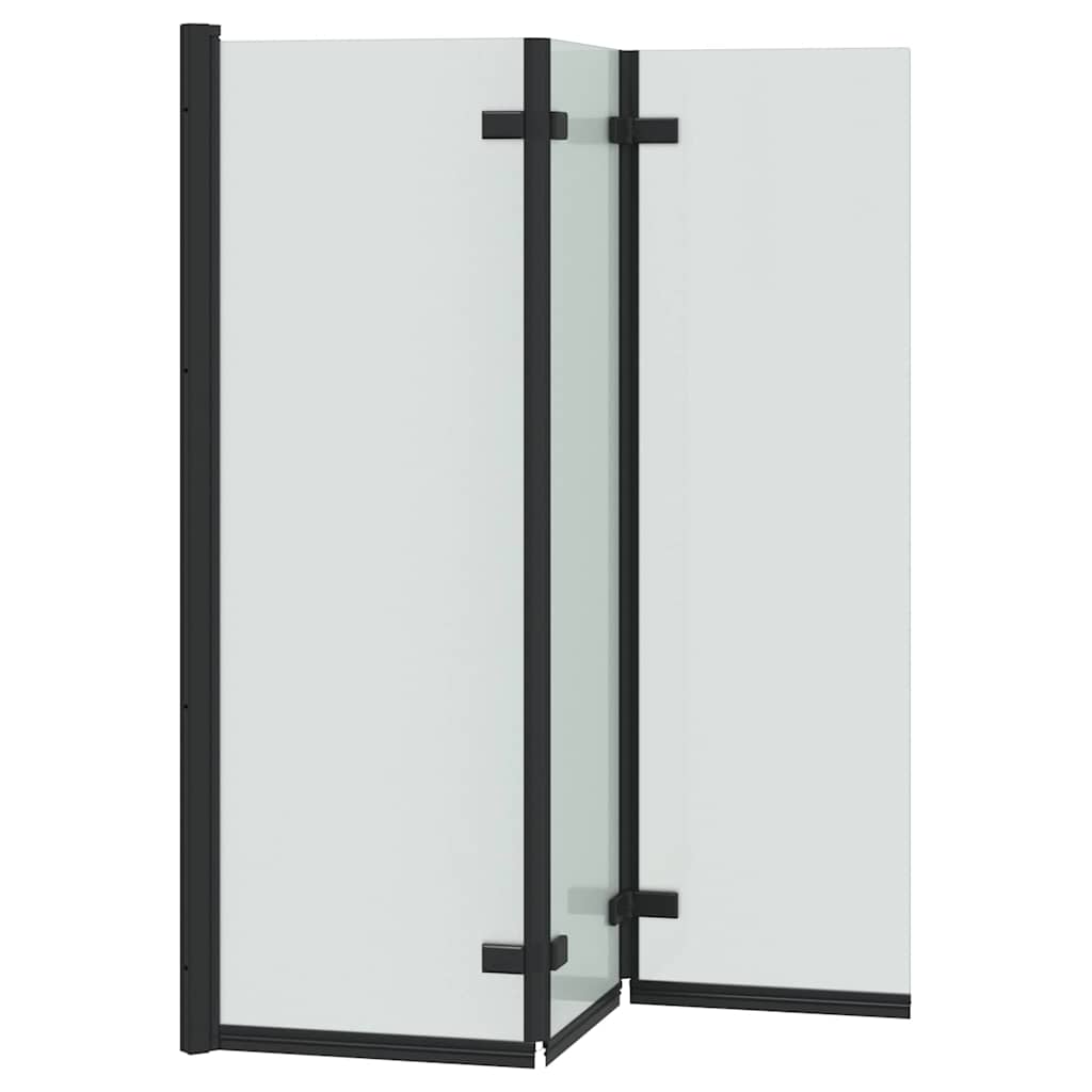 Ograda za tuš Crna 130 x 138 cm ESG staklo i aluminij