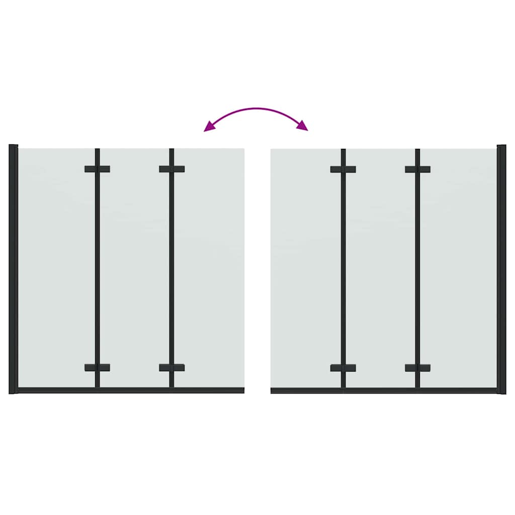 Ograda za tuš Crna 130 x 138 cm ESG staklo i aluminij