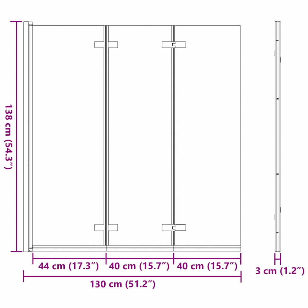 Ograda za tuš Crna 130 x 138 cm ESG staklo i aluminij