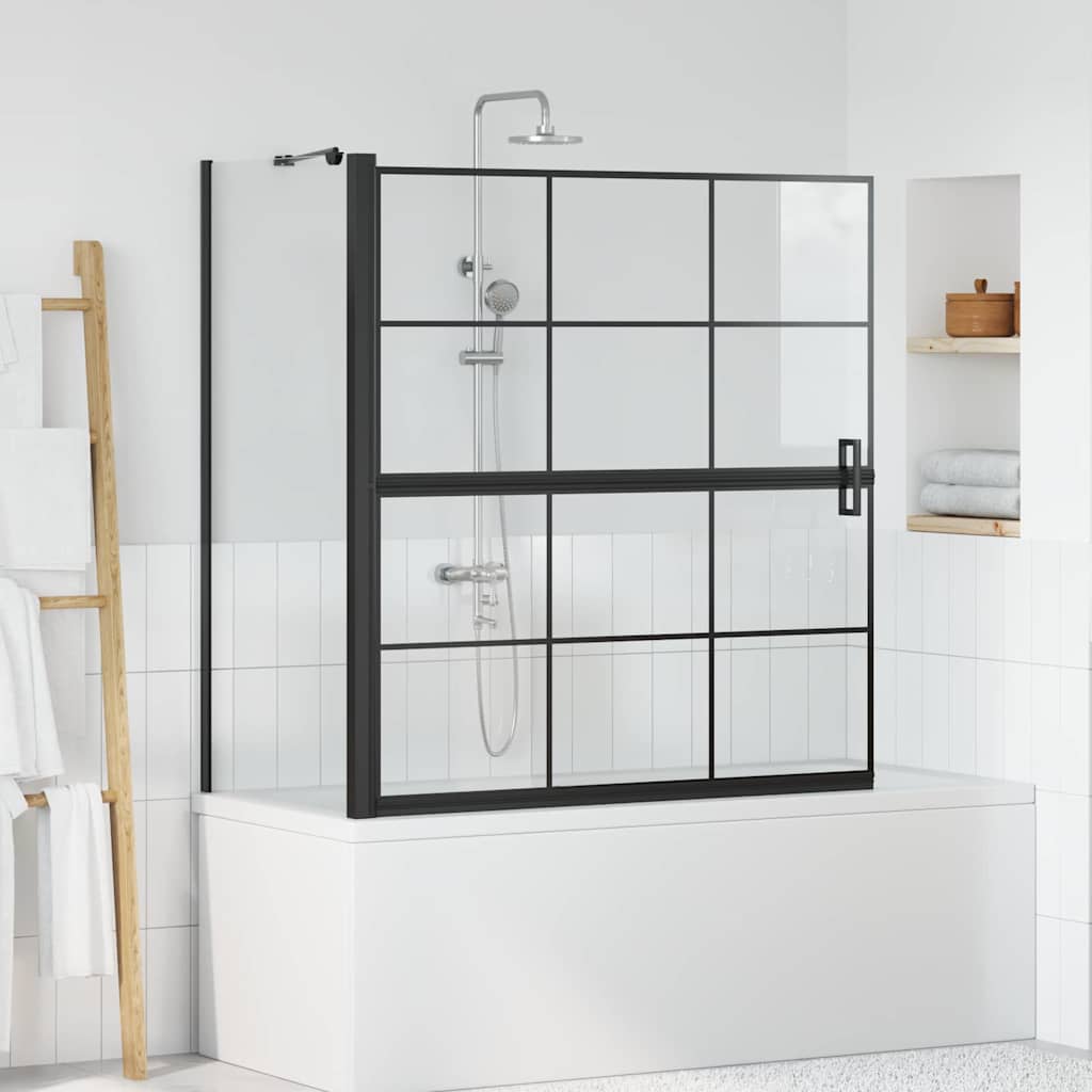 Ekran za kadu i tuš Crna i prozirna 116 x 68 x 128 cm