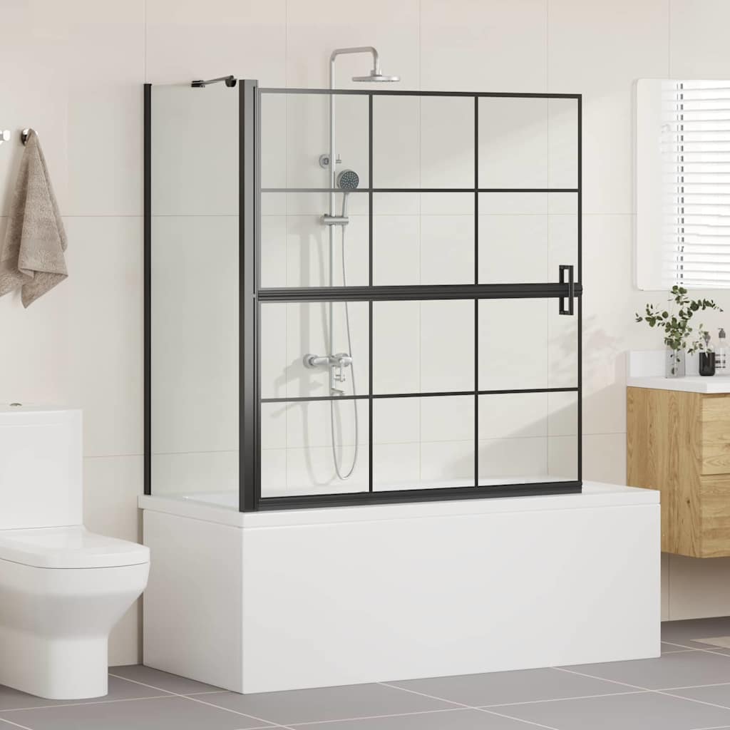 Ekran za kadu i tuš Crna i prozirna 116 x 68 x 128 cm