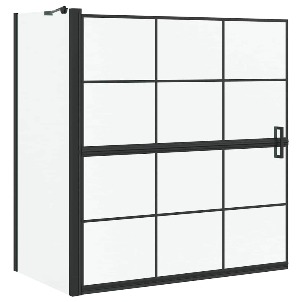 Ekran za kadu i tuš Crna i prozirna 116 x 68 x 128 cm