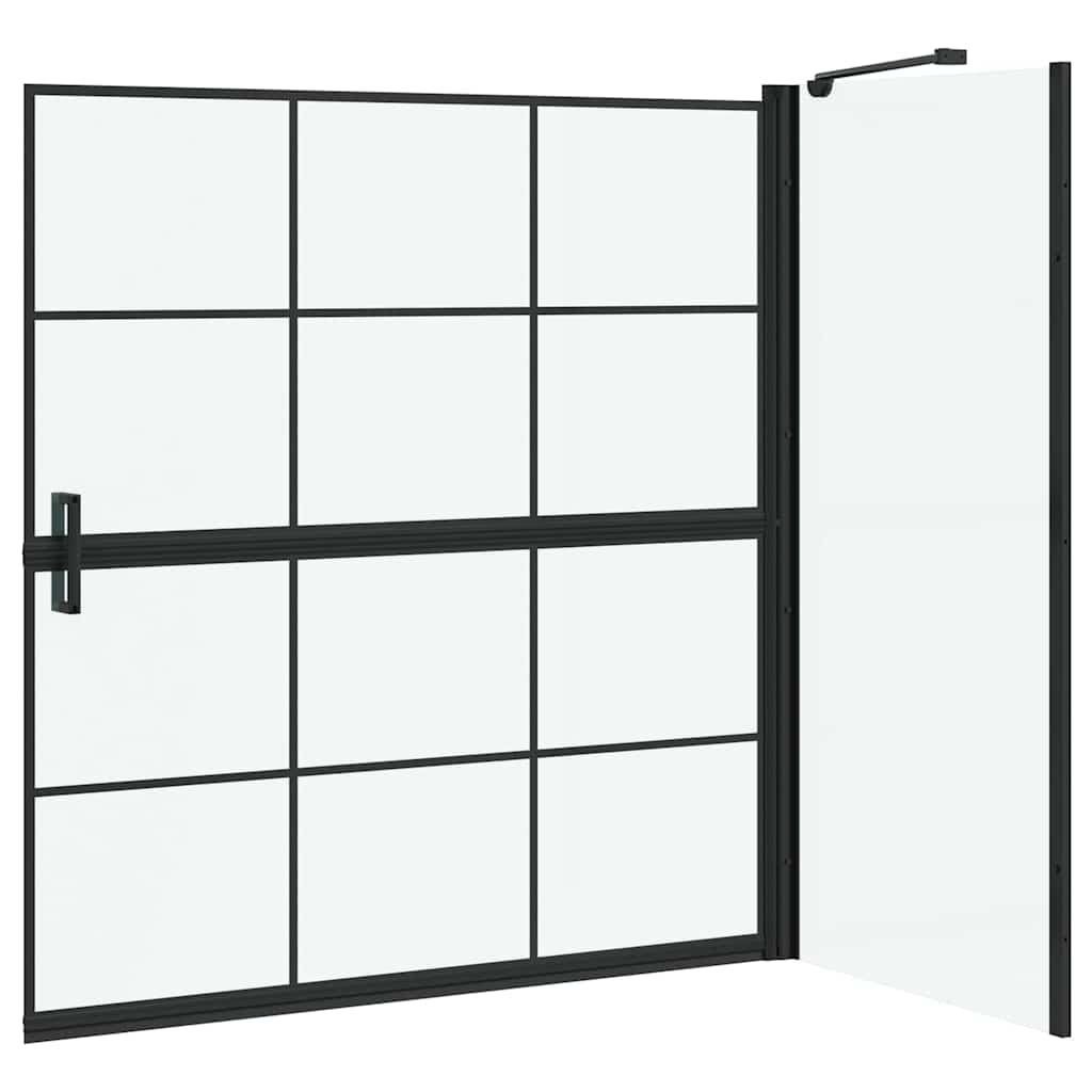 Ekran za kadu i tuš Crna i prozirna 116 x 68 x 128 cm