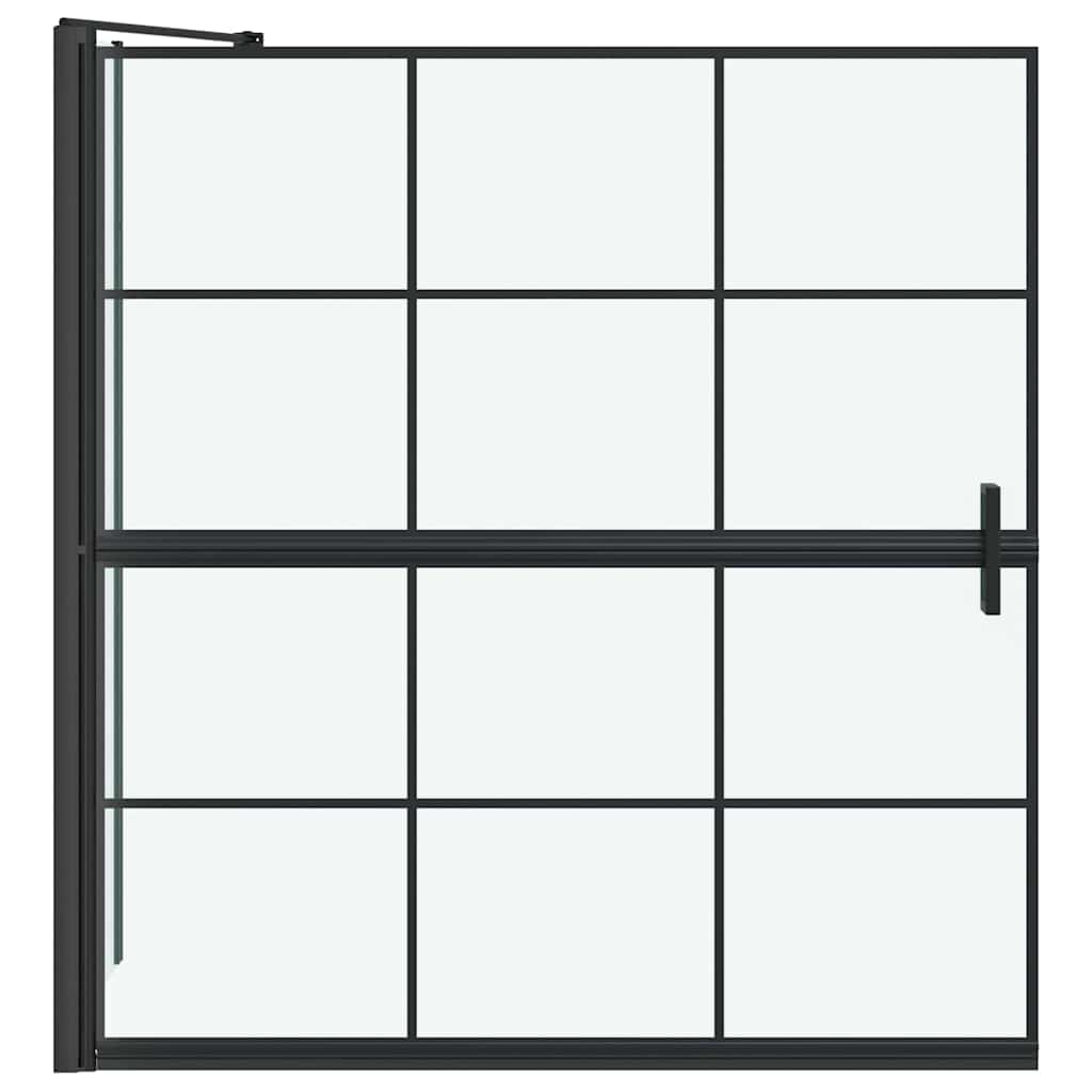 Ekran za kadu i tuš Crna i prozirna 116 x 68 x 128 cm