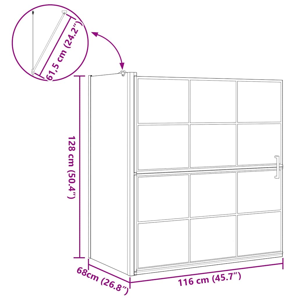 Ekran za kadu i tuš Crna i prozirna 116 x 68 x 128 cm
