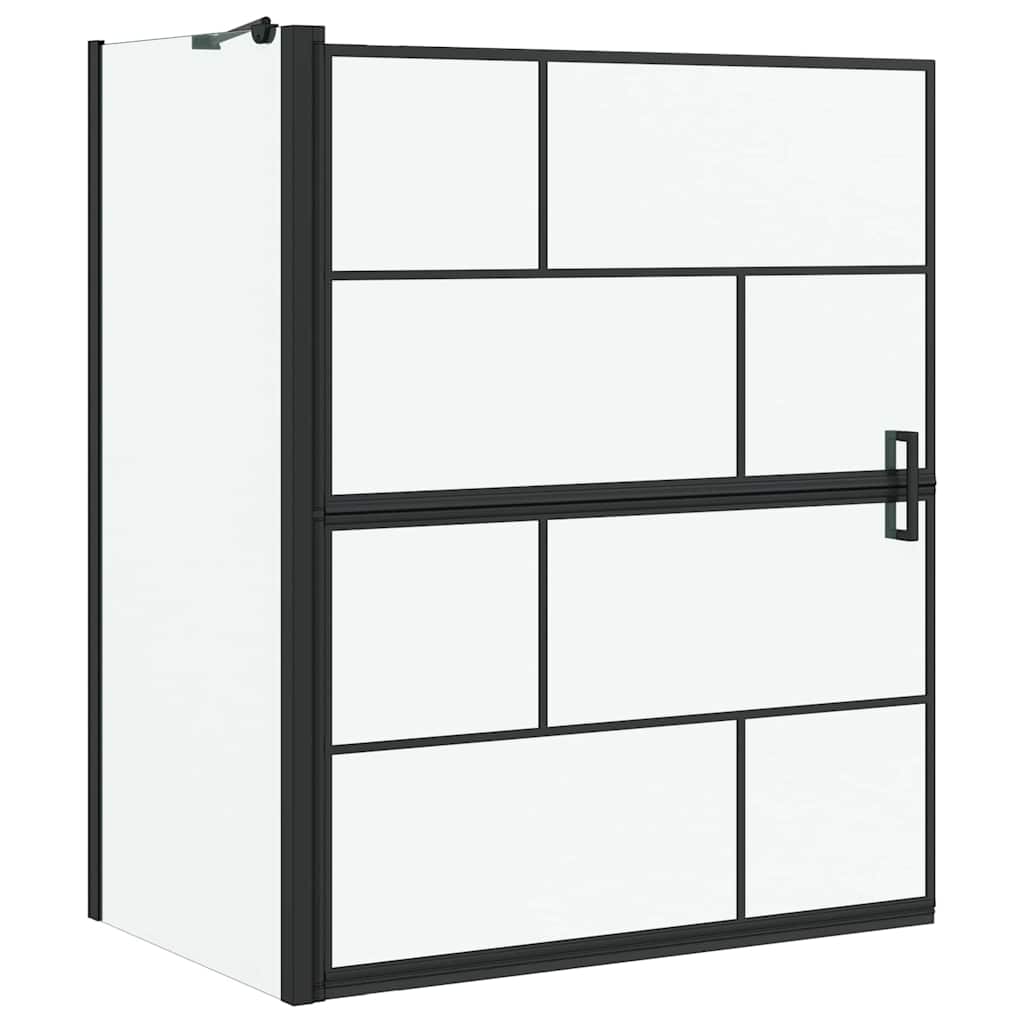 Ekran za kadu i tuš Crna i prozirna 100 x 68 x 128 cm