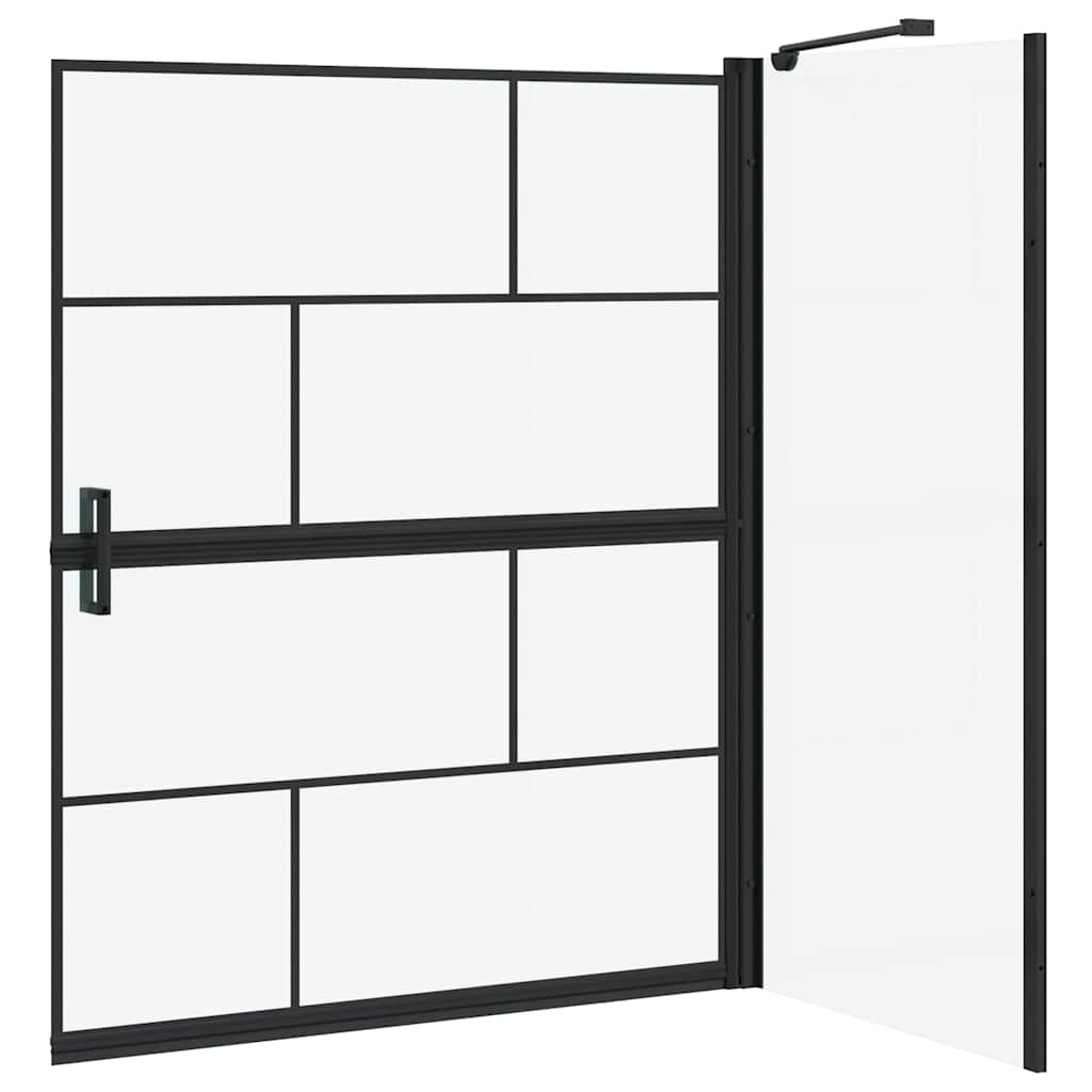 Ekran za kadu i tuš Crna i prozirna 100 x 68 x 128 cm