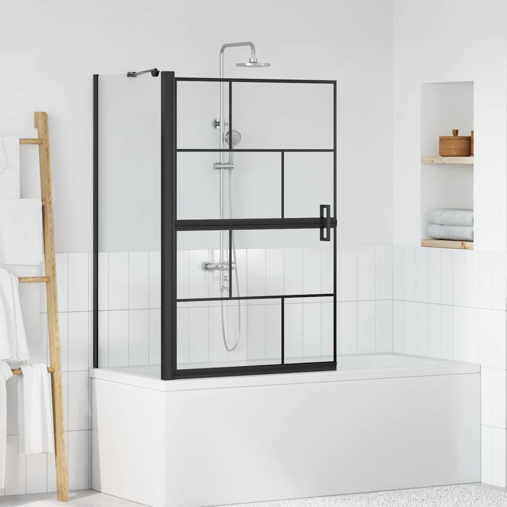 Ekran za kadu i tuš Crna i prozirna 80 x 68 x 128 cm