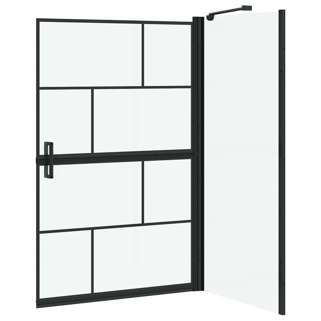 Ekran za kadu i tuš Crna i prozirna 80 x 68 x 128 cm