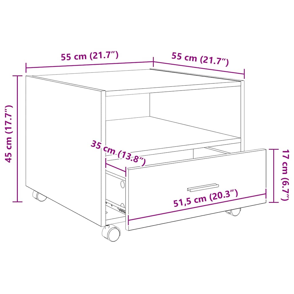 Kava Stol Crni hrast 55 x 55 x 45cm Konstruirano drvo