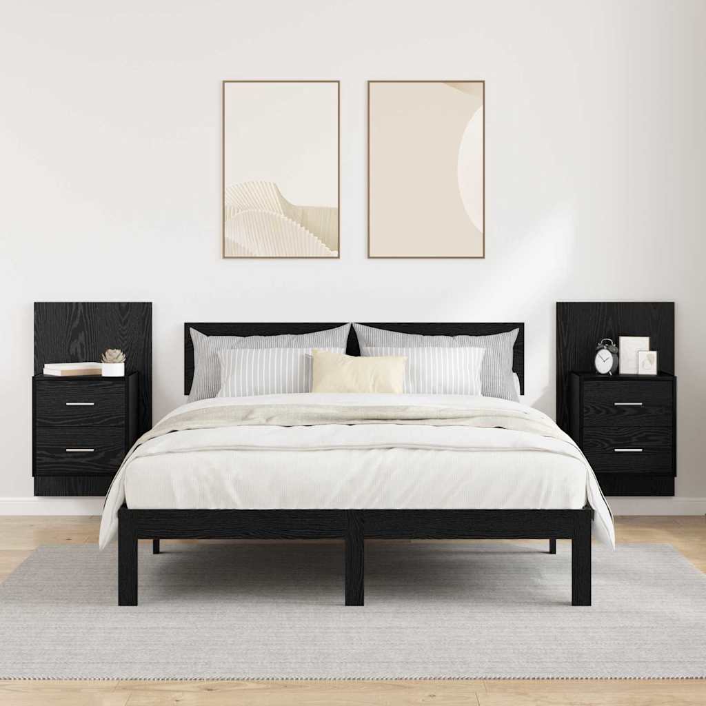 Wall-mounted noćni ormarić 2 pcs Crni hrast 48,5 x 32,5 x 80 cm