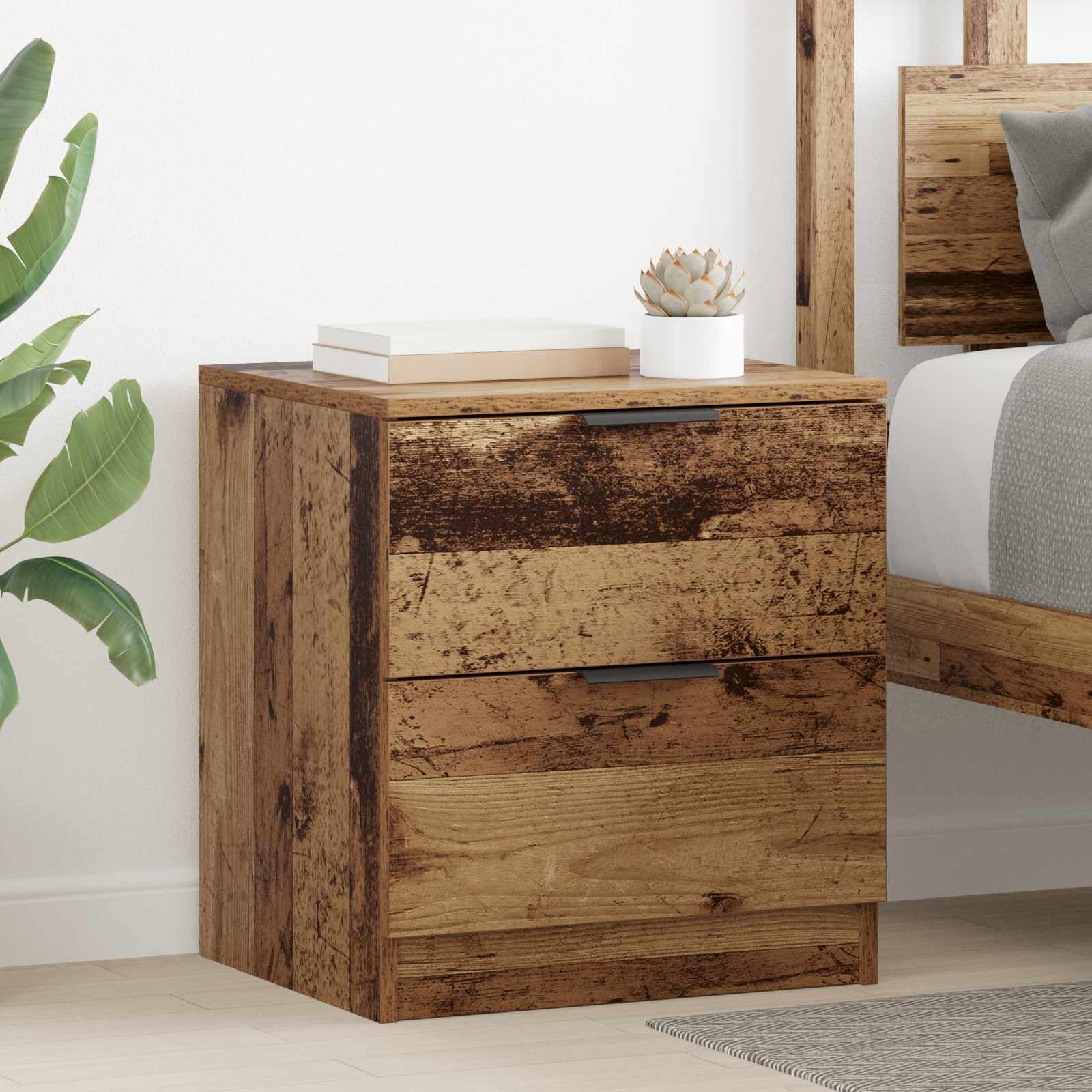 Noćni ormar 2 pcs Staro drvo 45 x 39 x 50cm Konstruirano drvo