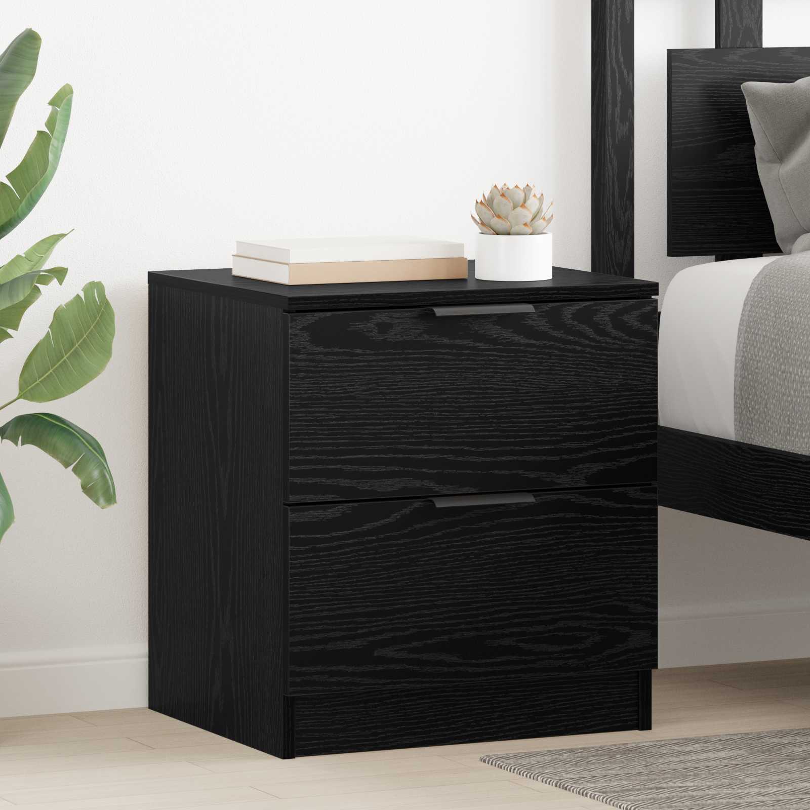 Noćni ormar 2 pcs Crni hrast 45 x 39 x 50cm Konstruirano drvo